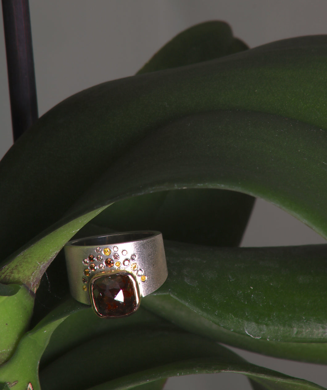 Rose Cut Cognac Diamond Ring 07740 - Ormachea Jewelry