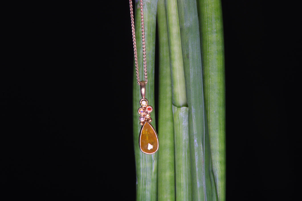 Rose Cut Cognac Diamond Drop Pendant 07775 - Ormachea Jewelry