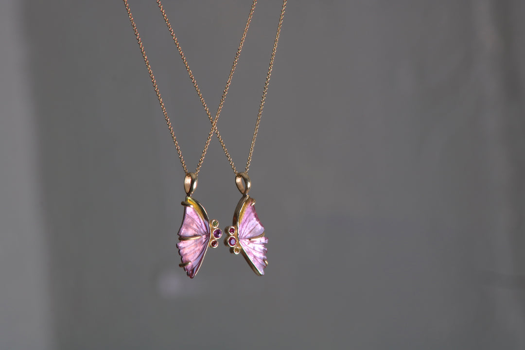 Left Wing Tourmaline Butterfly Pendant 07774 - Ormachea Jewelry