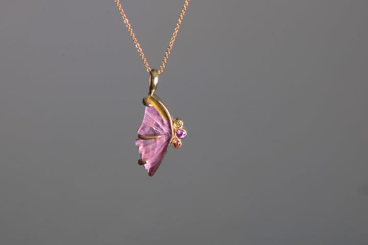 Left Wing Tourmaline Butterfly Pendant 07774 - Ormachea Jewelry