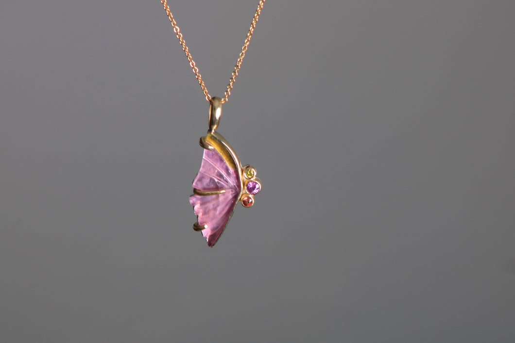 Left Wing Tourmaline Butterfly Pendant 07774 - Ormachea Jewelry