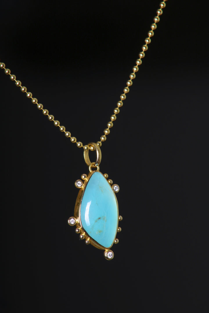 Peruvian Opal and Diamond Pendant (08543) - Ormachea Jewelry