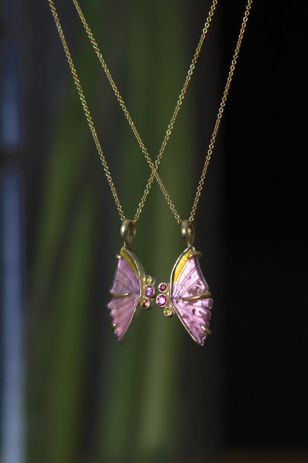 Left Wing Tourmaline Butterfly Pendant 07774 - Ormachea Jewelry