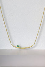 Load image into Gallery viewer, Curved Gold Bar and Emerald Necklace (09071)
