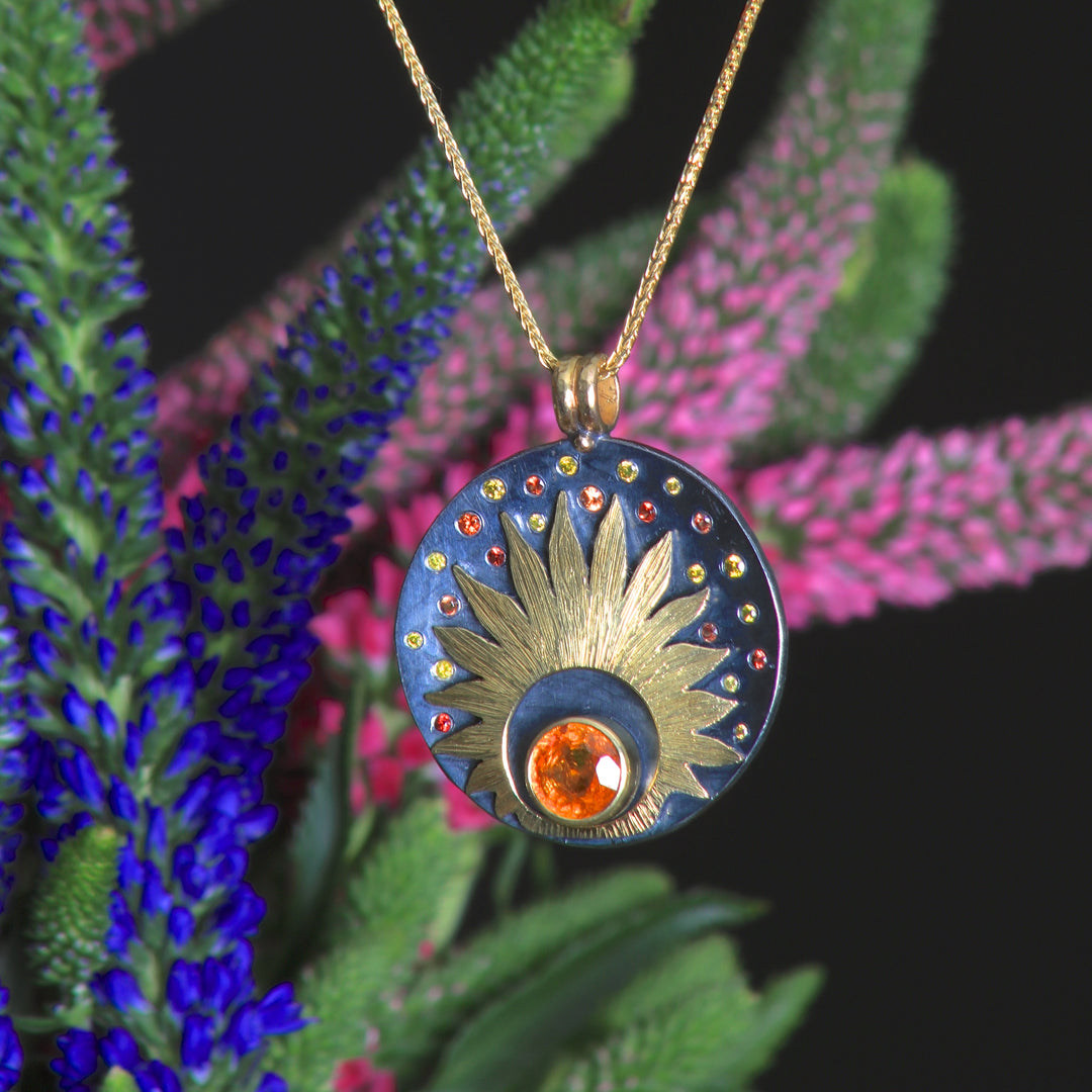 Orange Sapphire Sun Pendant - Ormachea Jewelry