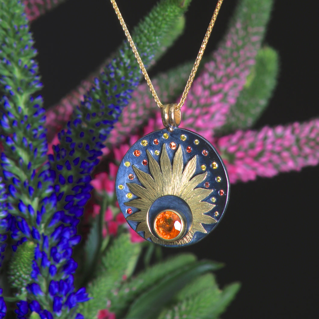 Orange Sapphire Sun Pendant - Ormachea Jewelry