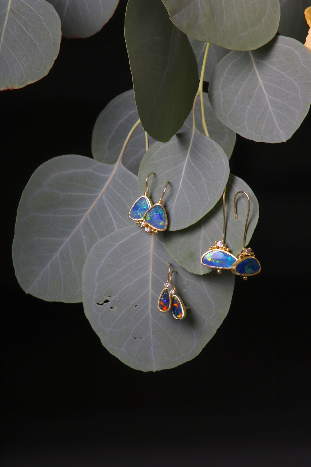 Rounded Triangle Opal Earrings (08557) - Ormachea Jewelry