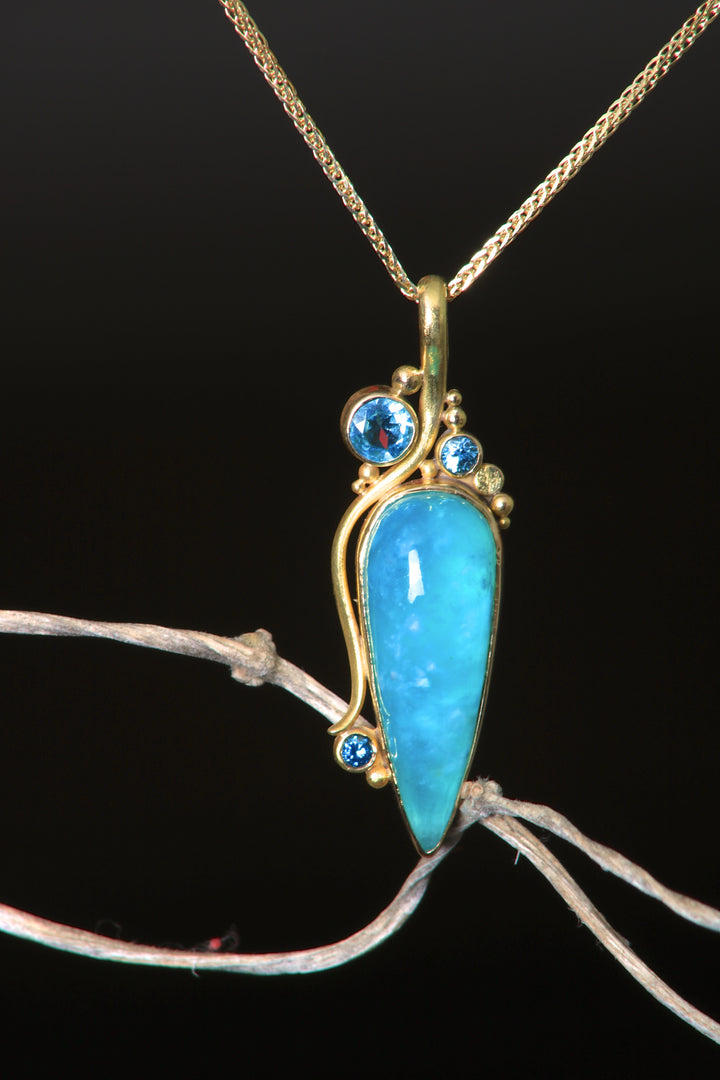 Peruvian Opal Reverse Drop Pendant 07805 - Ormachea Jewelry