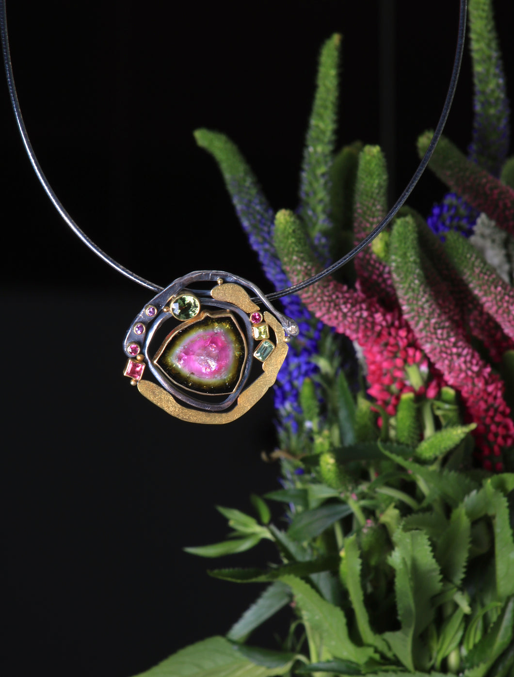 Watermelon Tourmaline Statement Pendant 07820 - Ormachea Jewelry