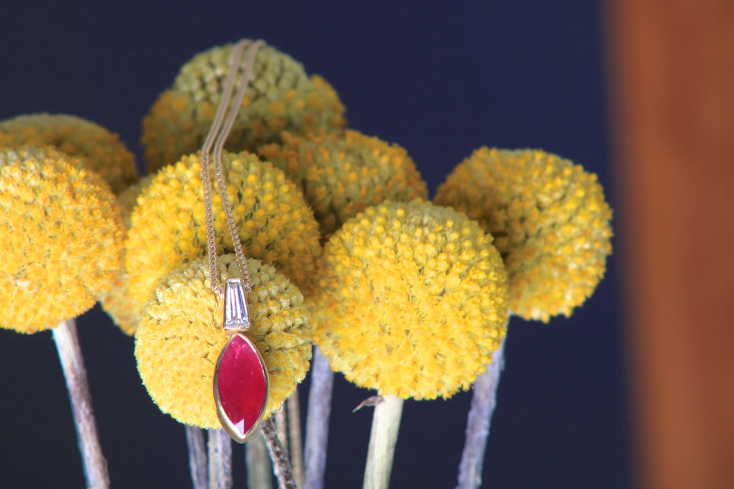 Ruby Drop Pendant 07819 - Ormachea Jewelry