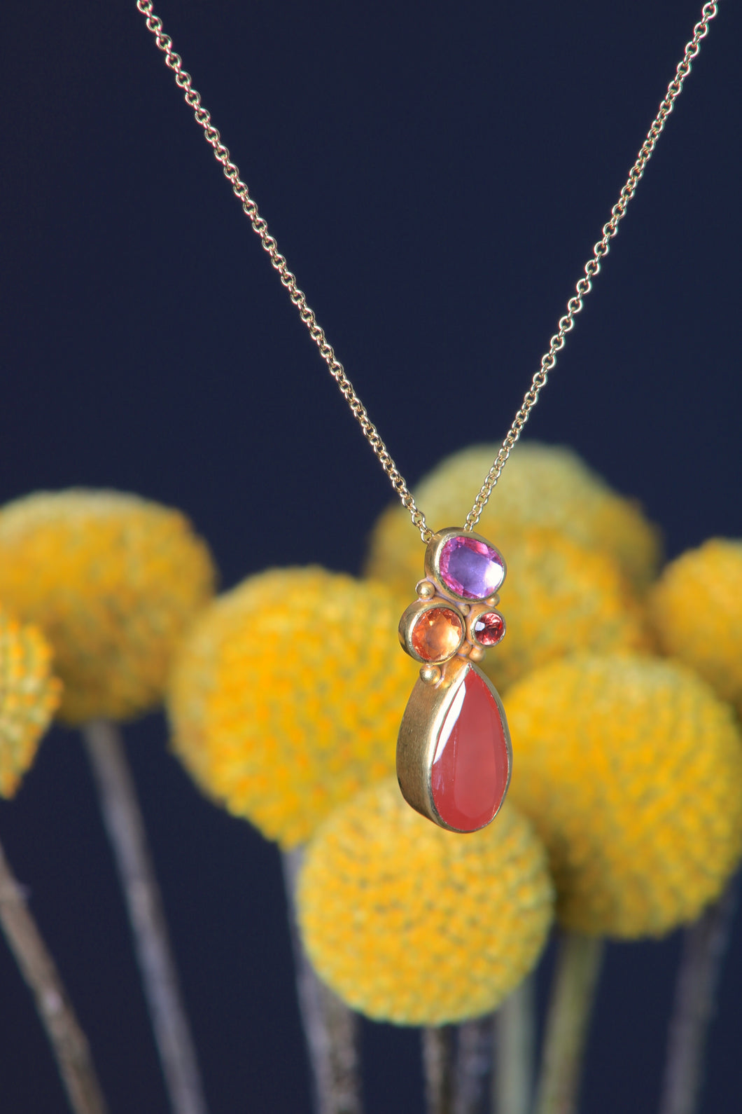 Peruvian Rhodochrosite Drop Pendant 07804 - Ormachea Jewelry