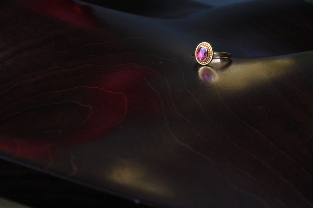 Ruby Ring with Gold Granules 07021 - Ormachea Jewelry