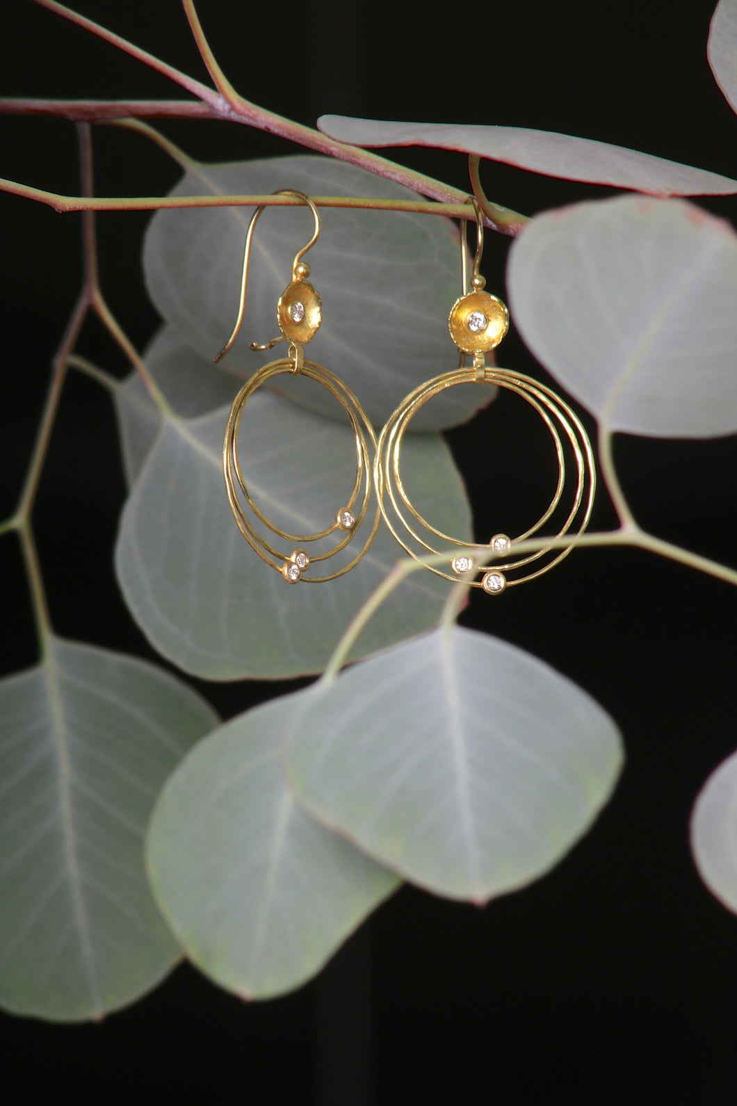 Diamond Triple Hoop Earrings (08637) - Ormachea Jewelry