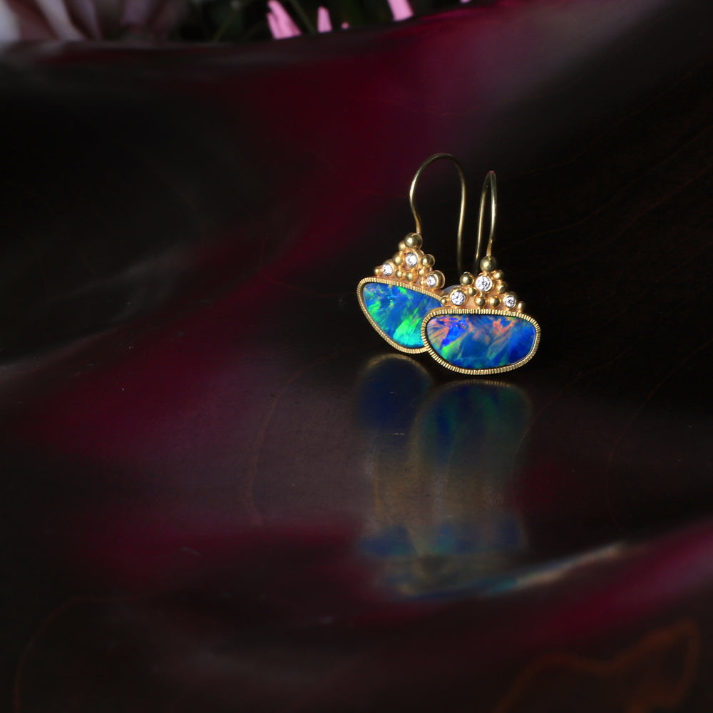 Opal and Diamond Earrings 07080 - Ormachea Jewelry