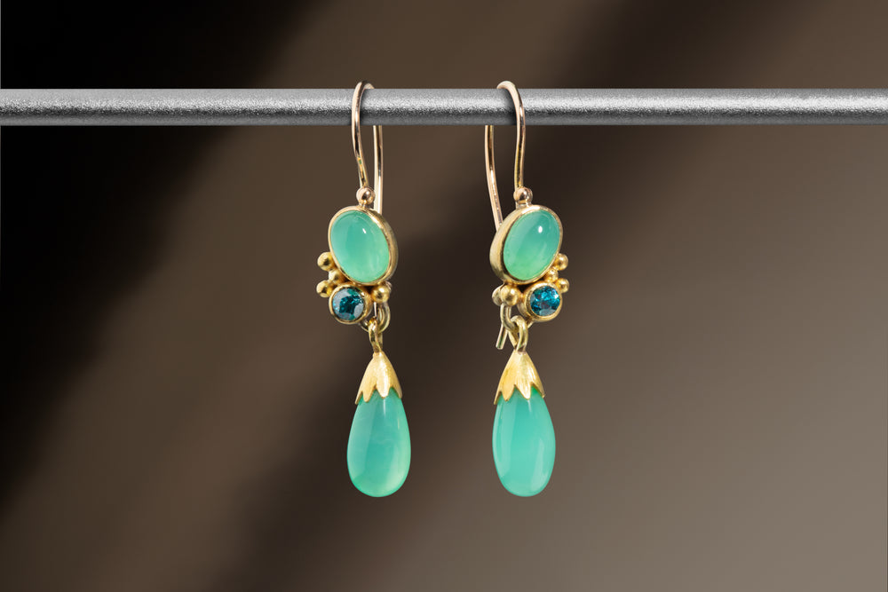 Double Chrysoprase Drop Earrings (08063) - Ormachea Jewelry