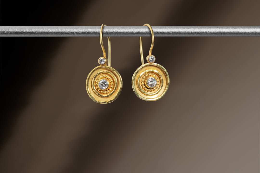 Diamond and Gold Earrings (08039) - Ormachea Jewelry