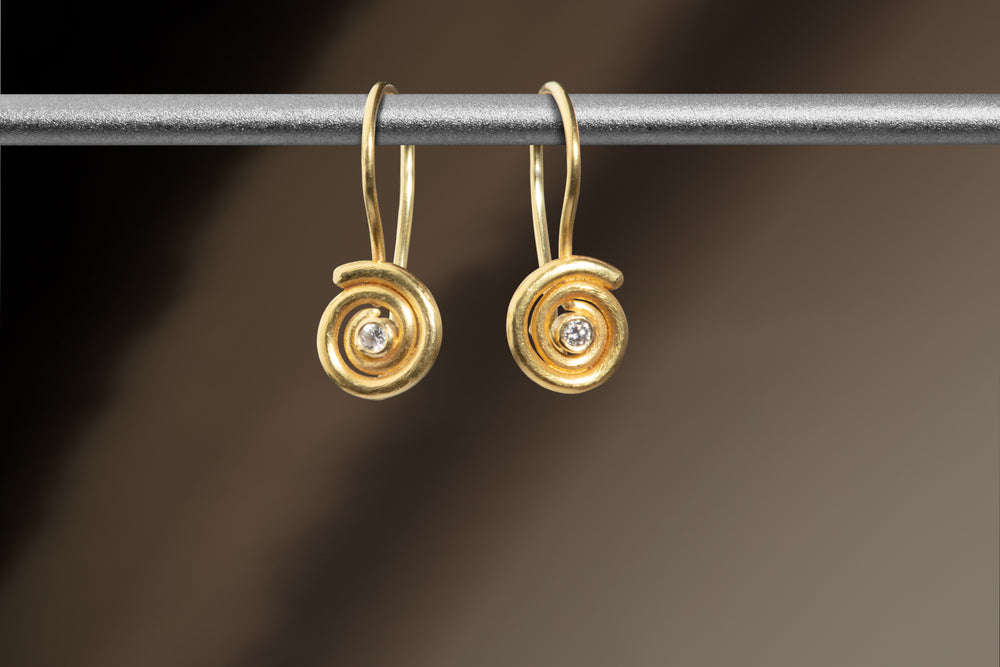 Hanging Diamond Swirl Earrings (08141) - Ormachea Jewelry