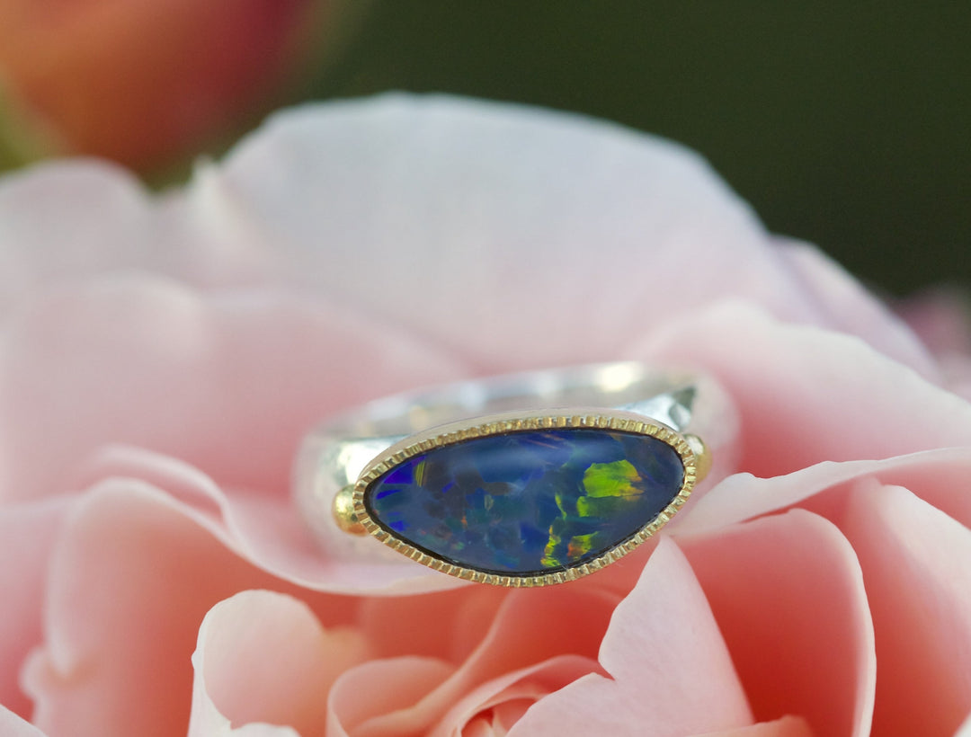 Opal Mixed Metal Ring 05860 - Ormachea Jewelry