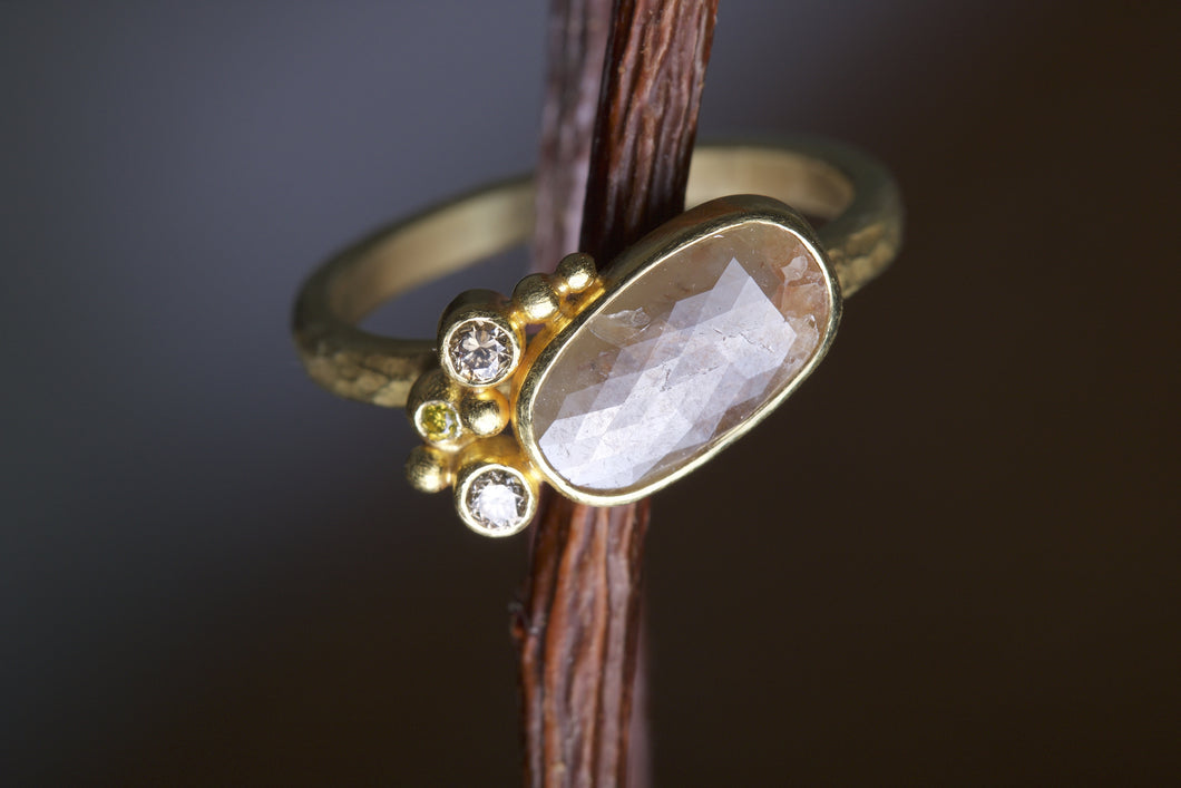 Rose Cut Champagne Diamond Ring 06226 - Ormachea Jewelry