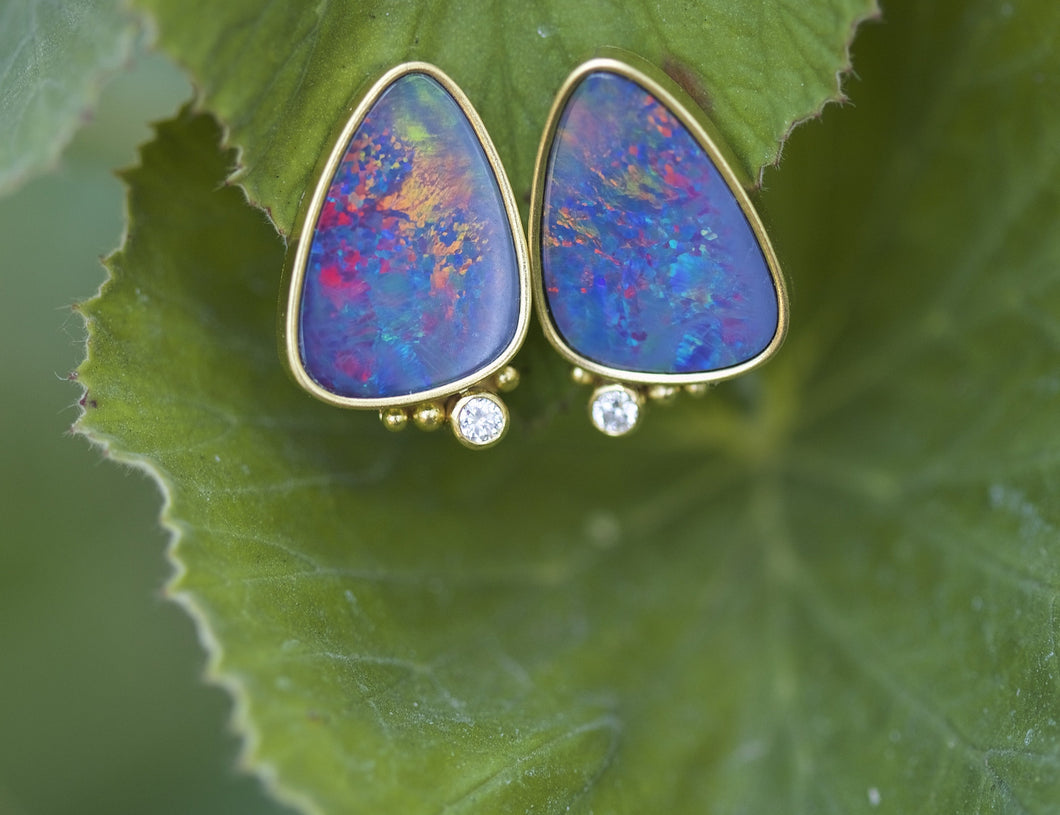 Opal Post Earrings 05347 - Ormachea Jewelry