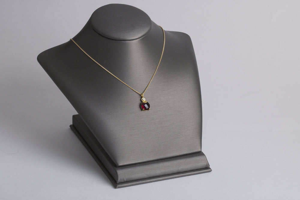 Garnet and Diamond Pendant 05981 - Ormachea Jewelry