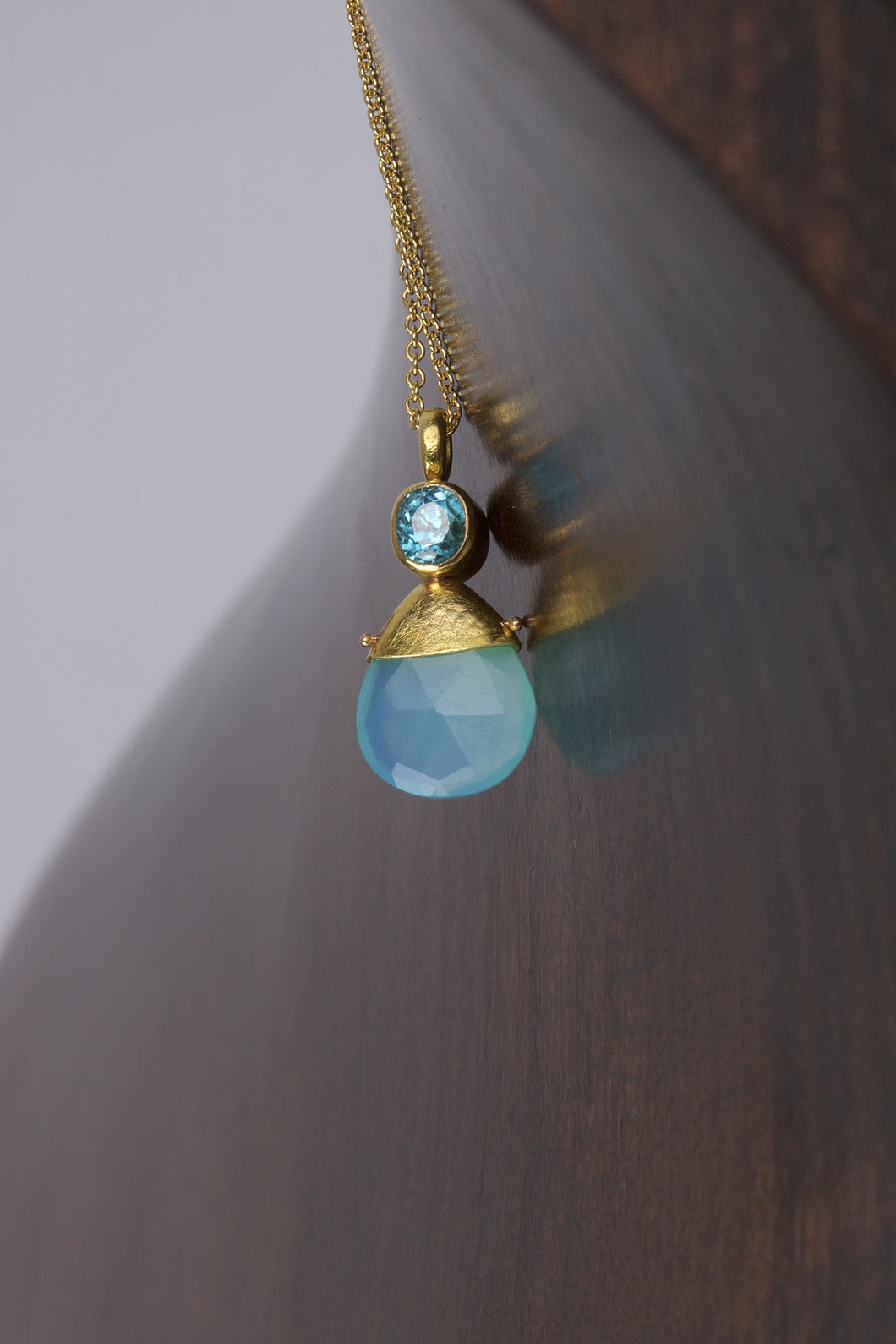 Peruvian Opal and Blue Topaz Pendant 05756 - Ormachea Jewelry