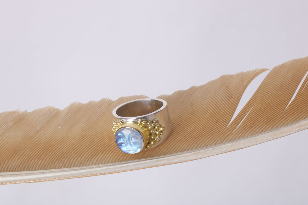 Moonstone Moonface Ring 06815 - Ormachea Jewelry
