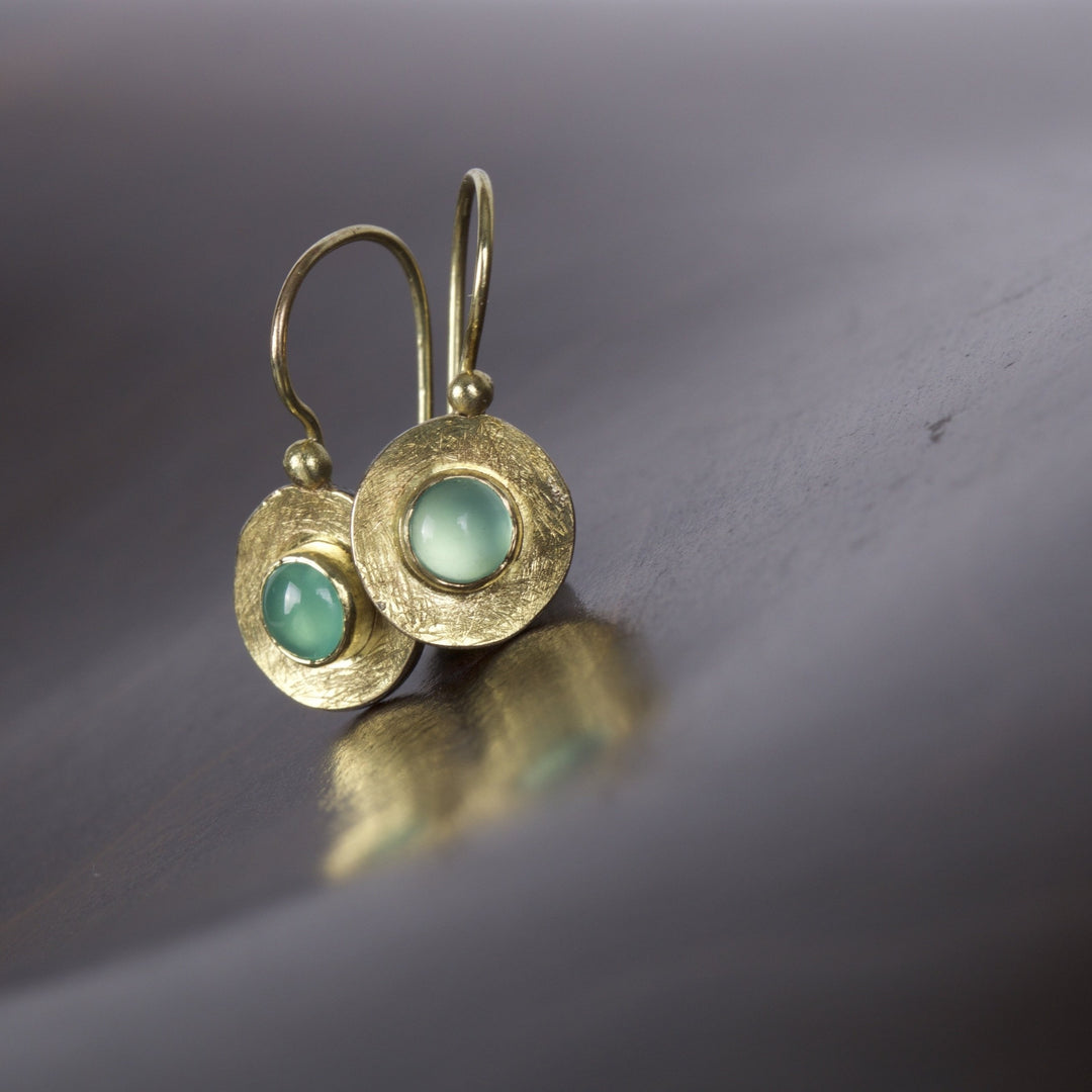 Chrysoprase and Mixed Metal Earrings 05302 - Ormachea Jewelry