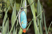 Load image into Gallery viewer, Turquoise and Carnelian Pendant 05844 - Ormachea Jewelry

