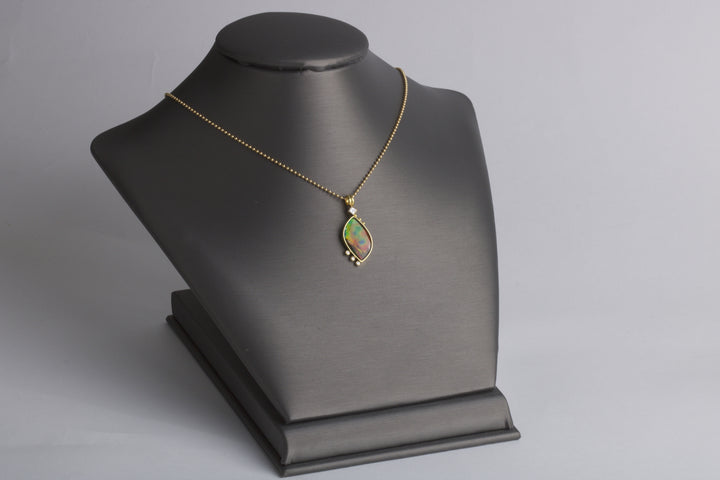 Ammolite and Diamond Pendant 05912 - Ormachea Jewelry