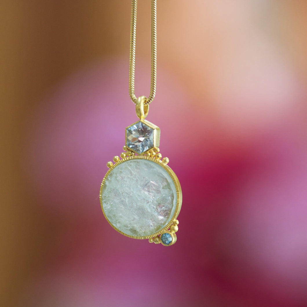 Aquamarine Druzy Pendant 06761 - Ormachea Jewelry