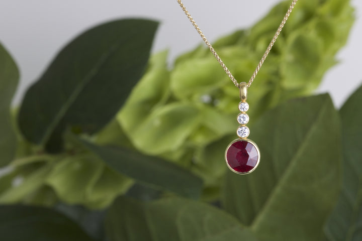 Ruby and Diamond Pendant 06594 - Ormachea Jewelry